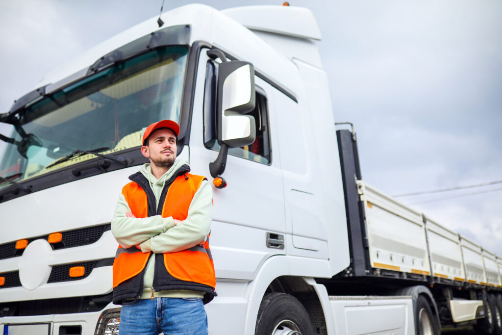 truck driver traveling long distance, cargo transportation, shipping