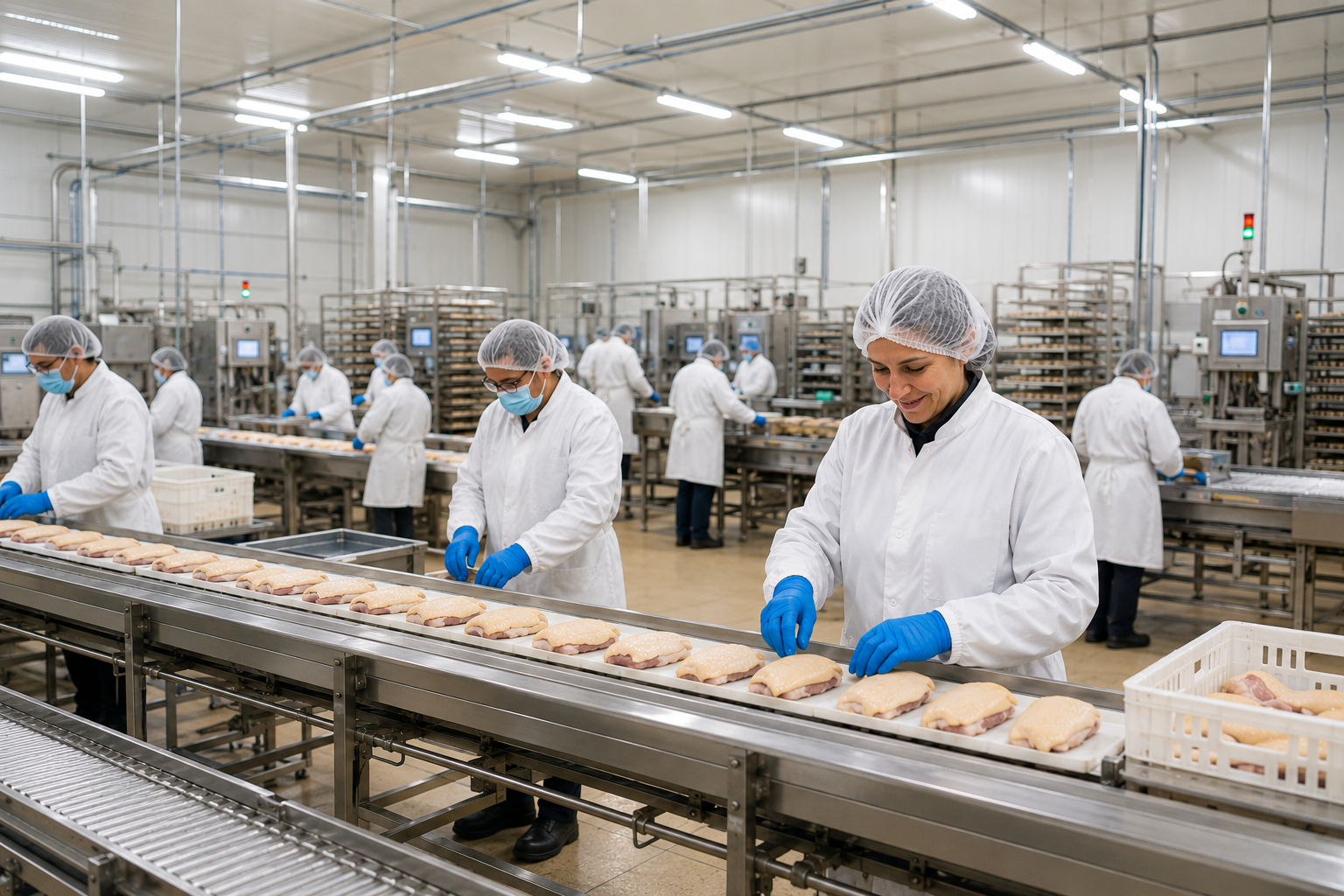 Opérateurs de production en atelier agroalimentaire chez Les Canards d'Auzan dans le Gers.