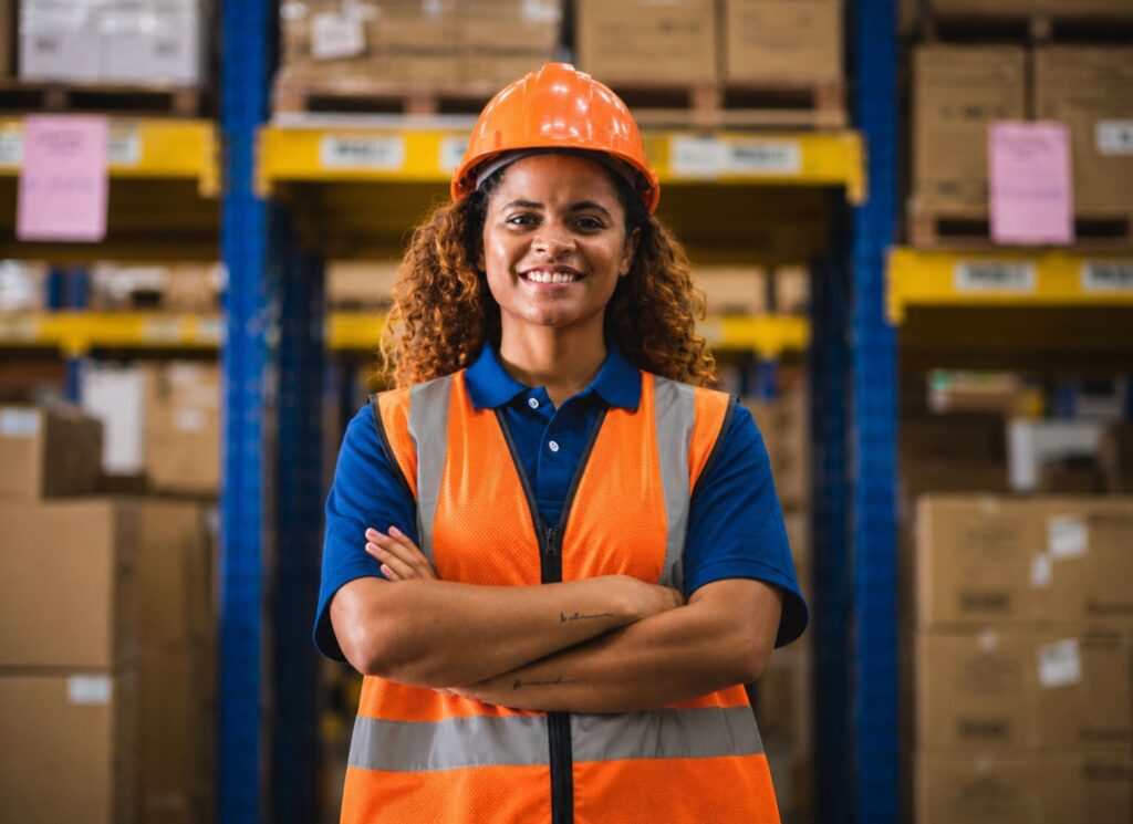 Salariée en logistique travaillant dans une entreprise adhérente du PRO GE